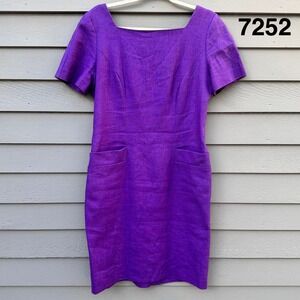 Vintage Santa Fe Purple Sheath Dress Size 8 USA Acetate Career Party Midi